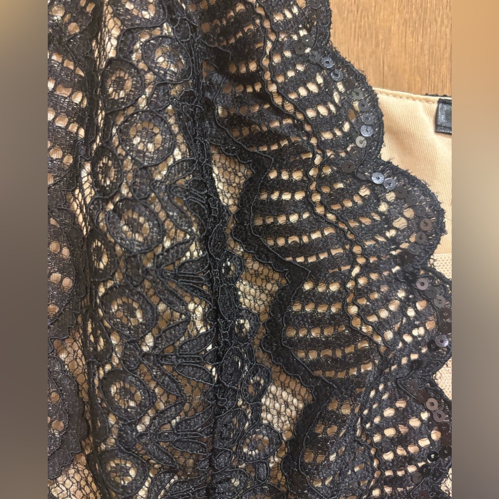 NWOT VENUS Black Lace Sequin Nude Sexy Plunge Cami Top Large - Picture 5 of 6